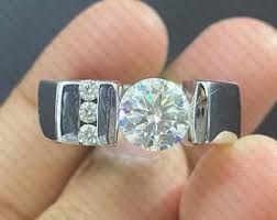 8mm Moissanite Mens Ring: Sterling Silver Antique Wedding ...