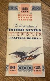 WWII 1942 10 Cent Defense Stamp Album Savings Bonds $25 Bond ...