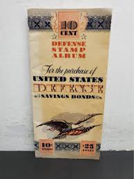 Vtg 1942 WW2 US Home Front War Saving Defense Stamp Album 10 ...