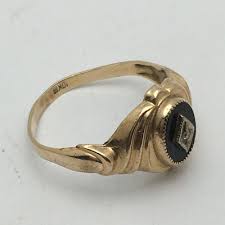 Sold at Auction: 10k Gold, Black Onyx And Diamond Ring