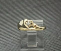 STUNNING 14K YG DIAMOND HEART PROMISE RING .05 ct SZ 5.5 ...