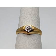 8k Gold Vintage Diamond Heart Ring. 8k Gold Diamond Heart ...