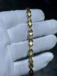 14k Yellow Gold Hugs & Kiss XOXO Design Tennis Bracelet 9.2 ...