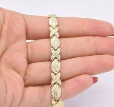 7.5" Diamond Cut Hugs & Kisses Bracelet Real 10K ALL Yellow ...
