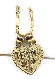 10k Solid Gold Yellow Gold “Te Amo" Heart Split Pendant (LG ...