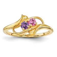 Mothers Birthstone Rings 14K Solid Gold 1 to 5 Round Stones ...