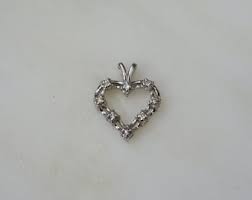 14K White Gold Diamond Heart / Mid Century Estate C1960 14K ...