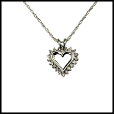 Vintage 14 Karat White Gold Diamond Heart Pendant Necklace ...