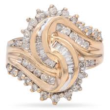 Vintage 10k Yellow Gold Intertwining Mixed Cut Diamond Ring ...