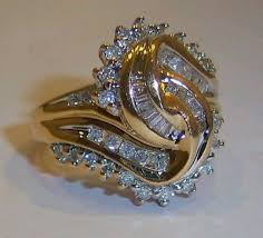 10K SOLID GOLD 1.00 CARRAT DIAMOND COCKTAIL CLUSTER RING ...