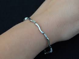 Vintage 10K White Gold Diamond Bracelet SJM, White Gold ...