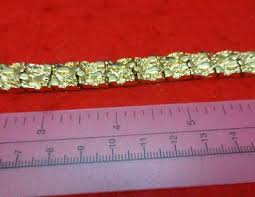 14 KT GOLD PLATED NUGGET BRACELET 7 INCH ABOUT 1/2 INCH WIDE ...