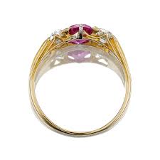 Antique Burma No Heat Purplish Red Ruby and Diamond Ring ...