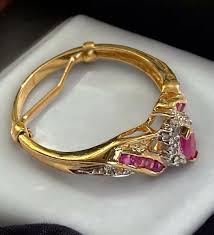 Gorgeous 10k Yellow Gold Marquise Ruby and Diamond Statement ...