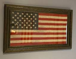Circa 1876 ANTIQUE 13 Star Centennial American Parade Flag ...