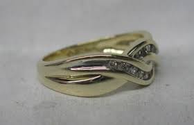 WIDE 14K SOLID GOLD INFINITY .12CT. GENUINE DIAMOND RING ...