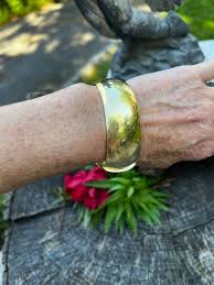 Vintage Gold Bangle, Wide Gold Bangle, 14K Yellow Gold Bangle, Wide Gold Cuff - Etsy