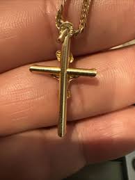 Pre owned 14k solid 20” gold chain with 14k solid gold cross | eBay