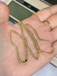 18k Solid Yellow Gold Miami Cuban Link Solid Chain Necklace ...