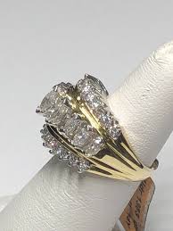 Ladies 14 k yellow gold diamond cocktail ring. | eBay