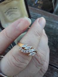 14k Gold 1ct Marquise Round Diamond Wedding Engagement Ring ...