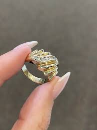 Vintage 14k Yellow Gold Genuine Shrimp Style Diamond Ring ...