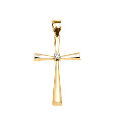 Gold Solitaire Diamond Cross Beautiful Pendant Necklace