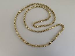 10k Yellow Gold Hollow D-Cut Rope Chain Necklace 24"---5 mm ...
