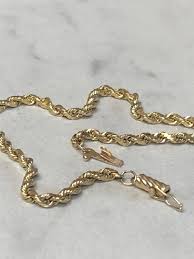 8"....14kt Yellow Gold Unisex 3mm Solid Diamond Cut Rope ...