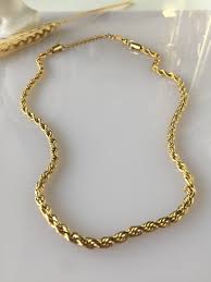 Gold Rope Chain Necklace: 18ct PVD Plated Stainless Steel ...
