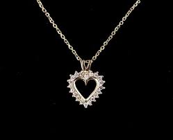 Vintage 14k Yellow Gold .16cttw Diamond Disco 70s Heart ...