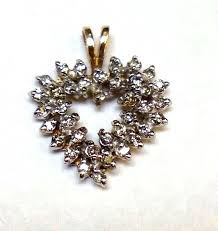 BEAUTIFUL 14K YELLOW GOLD DIAMOND SMALL HEART PENDANT LADIES ...