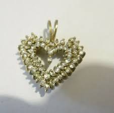 STERLING SILVER HEART PENDENT W/STONES 1 1/4 ...