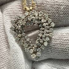 C. 1980 14k & Diamond Heart Shaped Pendant With 14k Chain ...