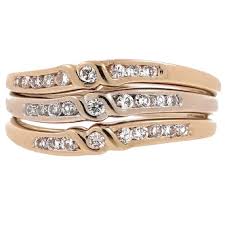 Similar Items to 3-Row Diamond Swirl Band Ring 18K Gold 0.40 TW Channel Setting Size 6.5