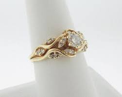 Genuine Diamonds 0.65cttw Solid 14k Yellow Gold Flower Leaf ...
