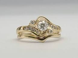 Vintage 14k Yellow Gold Diamond Bridal Engagement Ring Set ...