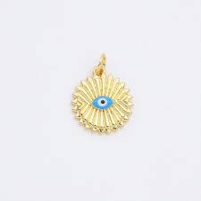 18K Gold Evil Eye Charm, Gold Evil Eye Pendant, Evil Eye Sunburst Charm, Boho Charm, Greek Eye Charm, 15x15mm, CP922 - Etsy