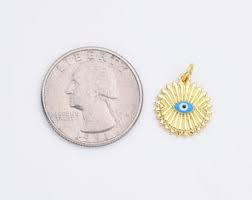 24K Gold CZ Evil Eye Charm Pendant, Micro Pave CZ Evil Eye Charm, Evil Eye Charm, Gold Evil Eye Pendant, Evil Eye, 13x8mm, CP397 - Etsy