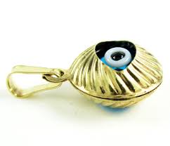 Buy 14k Yellow Gold Diamond Cut Blue Evil Eye Charm Mens Pendants Online
