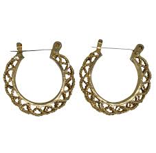 Vintage Pair of Gold Tone Braided Rope Twist Filigree Hoop ...