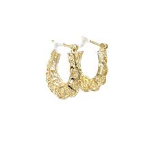 14K Yellow Gold Textured Hoop Earrings — The Gem Vault