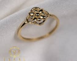 14K Gold Flower Ring, Gold Daisy Ring, Minimalist Ring, Real ...