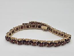Vintage 14K Yellow Gold Red Garnet Tennis Bracelet | eBay