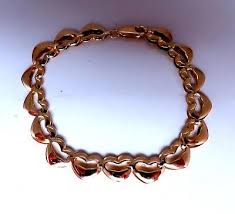 Heart Linked Bracelet Mod Deco 14kt 8mm 12449** | eBay