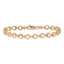 14k Gold 6mm Diamond Cut Open Heart Bracelet 7 Inches ...