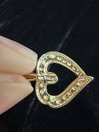 Vtg 10k Yellow & White Gold Heart Shaped Pendant Samuel Aaron Signed THL 1.3g | eBay