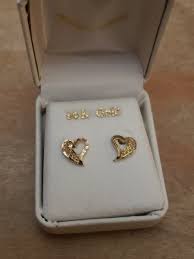 14k Gold Heart Stud Earrings Rogers & Holland NEW IN BOX | eBay
