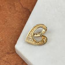 Estate 14KT Yellow Gold Channel Set Diamond Heart Pendant Charm – LSJ