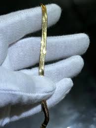 14k Yellow Gold Herringbone Design Flat Link Tennis Bracelet ...